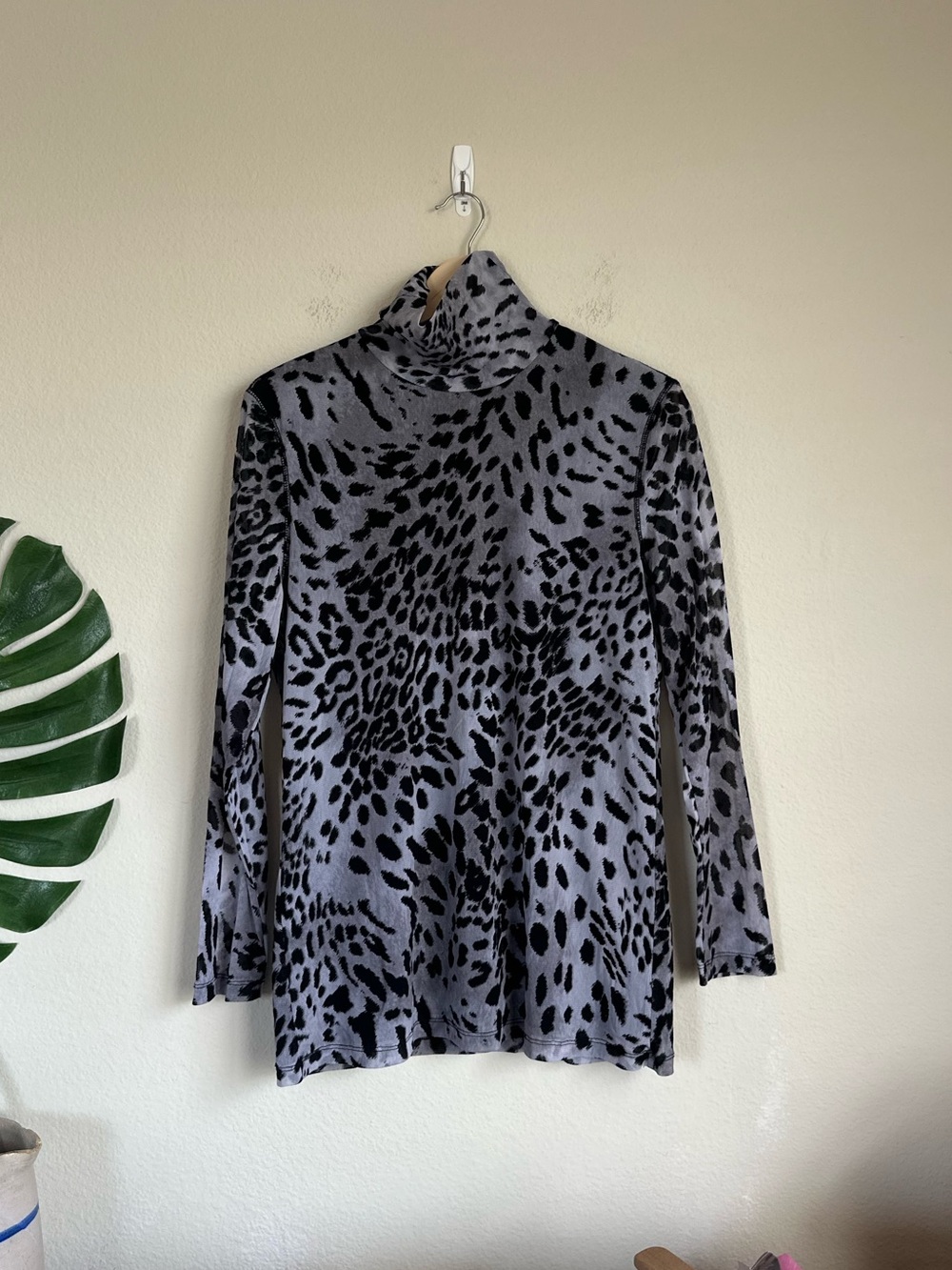 Chico’s Leopard Mesh Turtleneck Long Sleeve Top